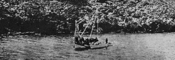 "The sponge fishers in their caique at the discovery site off Antikythera."—Fig. 4 from Price 1974: 8. Price in turn took it from Svoronos 1903. 