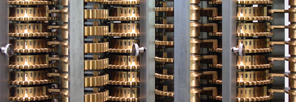 Detail of the difference engine at the London Science Museum