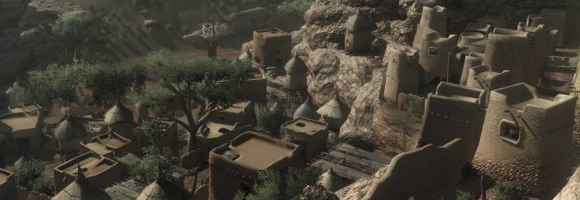 A screenshot of the Dogon village in Far Cry 2