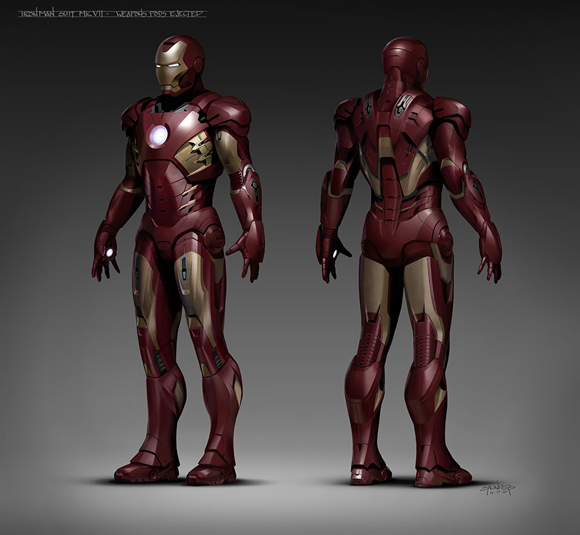 The Iron Man Suit Mark VII designed by Phil Saunders and digitally sculpted by Josh Herman for 'The Avengers' movie
