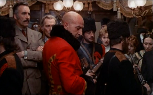 From left to right: Christopher Lee, Peter Cushing, and Telly Savalas in the 'Horror Express' (Martin 1972)