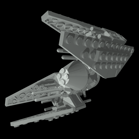 My rendition of a TIE Interceptor, built in the flesh, then with the LDraw-based MLCad, and finall rendered with POVRay