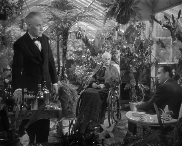 The butler Norris (Charles D. Brown), General Sternwood (Charles Waldron), and Philip Marlowe (Humphrey Bogart) in 'The Big Sleep' (Hawks 1946)