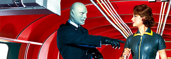 Fantomas addressing the skipper of his submarine