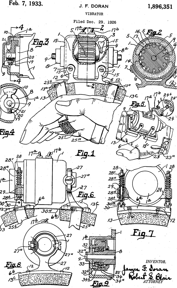 John F. Doran's patent for a vibrator from 1933