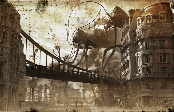 War of the Worlds—Martian Tripod War Machines Attacking London